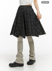 flared-checkered-midi-skirt-cm413