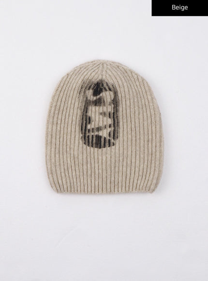 graphic-solid-beanie-cd329 / Beige