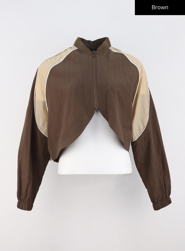 colorblock-zip-up-jacket-cs326 / Brown