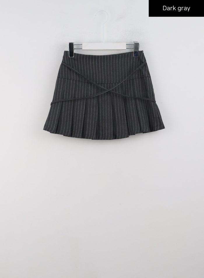 stripe-pleated-mini-skirt-cd301 / Dark gray