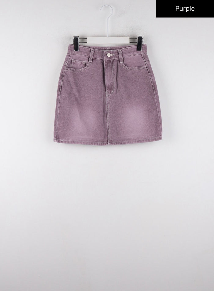 washed-denim-mini-skirt-cd312 / Purple