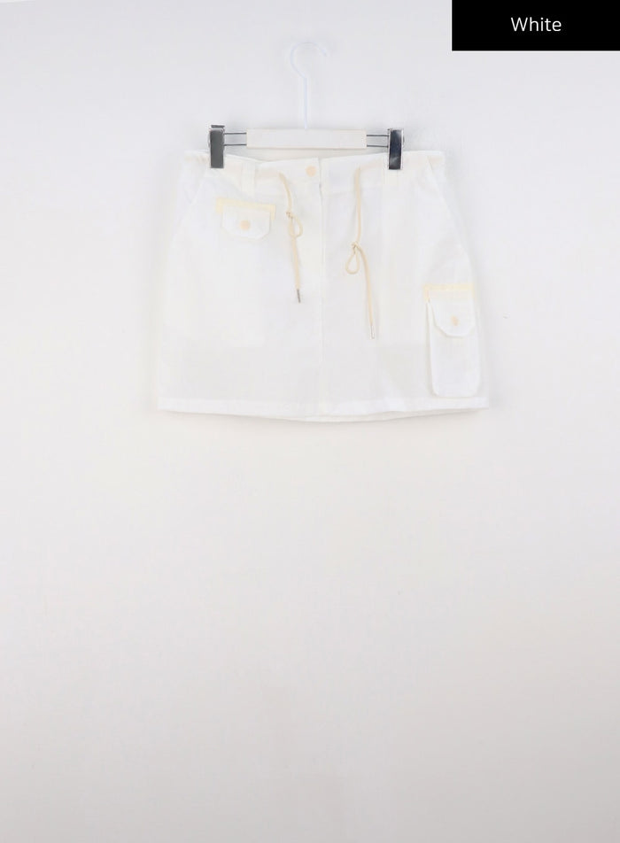 nylon-cargo-mini-skirt-cs327 / White