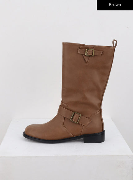 buckled-flat-lug-sole-boots-cd301