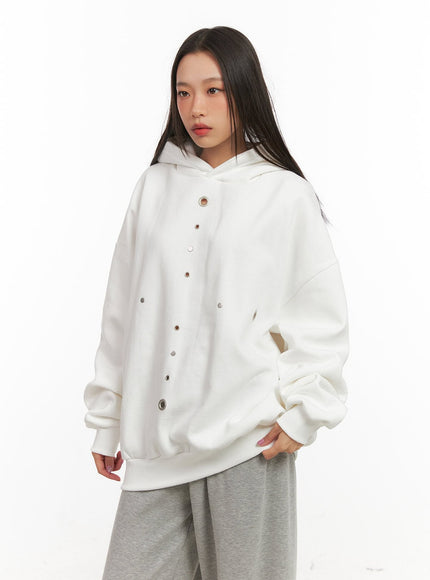 oversize-solid-hooded-sweater-cd410 / White