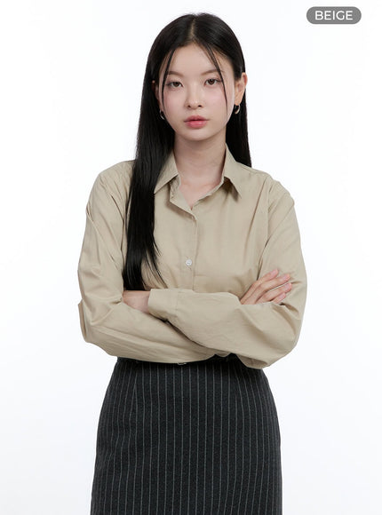 solid-basics-long-sleeve-shirt-oo429 / Beige