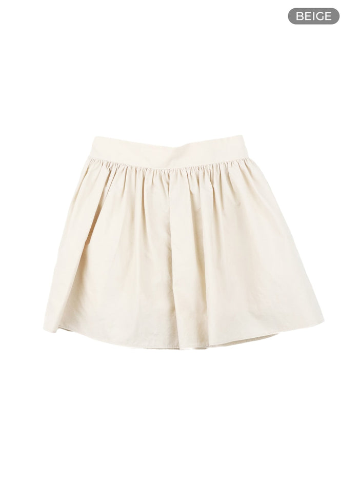 banding-strap-cotton-mini-skirt-om425 / Beige