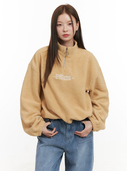 cozyletter-half-zip-sweatshirt-od417 / Beige