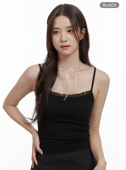 lace-charm-sleeveless-camisole-os416 / Black