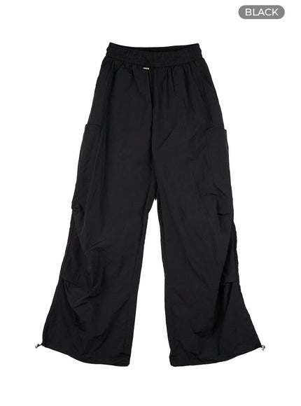 wide-fit-nylon-banded-pants-cg402 / Black