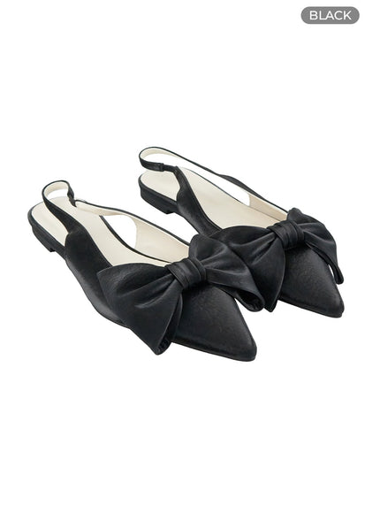 ballet-bowknot-pointed-toe-flats-oy427 / Black