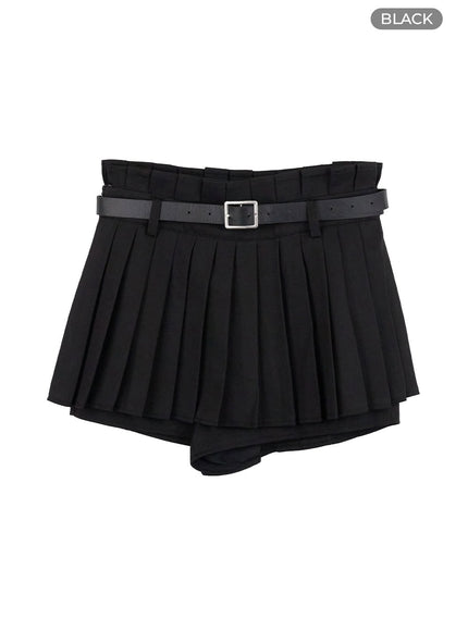 mini-pleated-skirt-with-belt-oo429 / Black