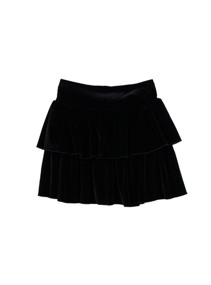 soft-touch-ruffle-mini-skirt-cd411 / Black