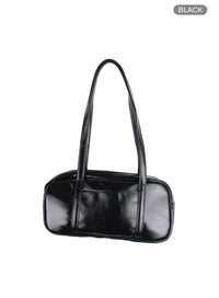 faux-leather-round-square-shoulder-bag-ca402 / Black