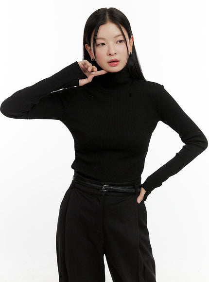 ribbed-long-sleeve-turtleneck-top-on408 / Black