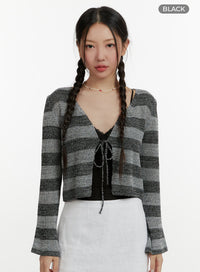 striped-bowknot-cardigan-oy413 / Black