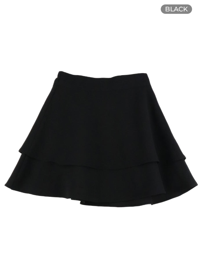 ruffle-layered-mini-skirt-oa405 / Black