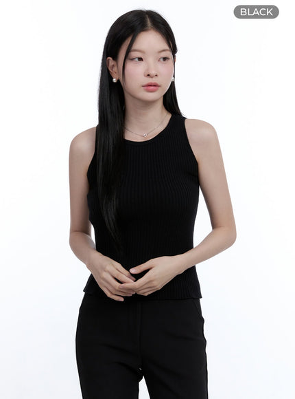 slim-fit-round-neck-camisole-oo429 / Black