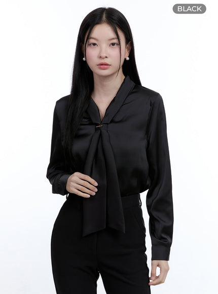 elegant-v-neck-blouse-oo429 / Black