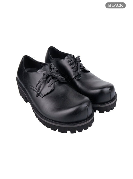 faux-leather-oxford-shoes-co410 / Black