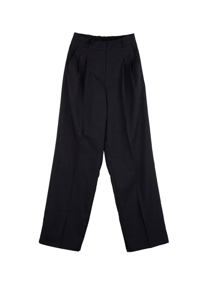 pintuck-straight-fit-slacks-on418 / Black