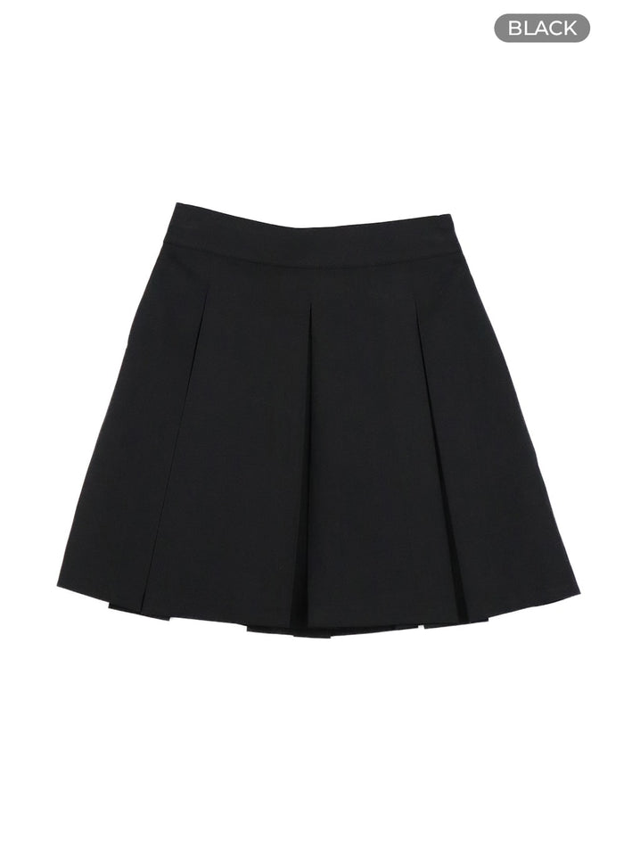 box-pleated-mini-skirt-ca403 / Black