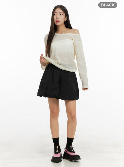 bubble-hem-mini-skirt-oa429 / Black