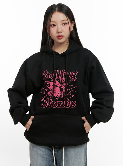 cozy-graphic-hooded-sweatshirt-cn413 / Black