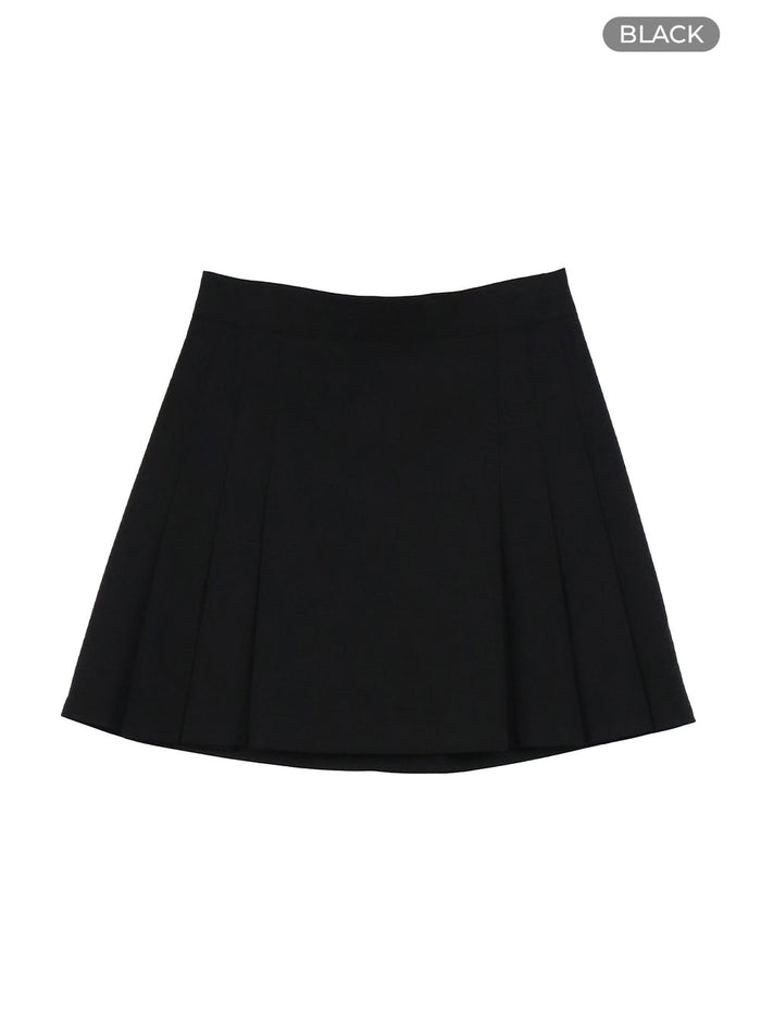 basic-high-waisted-pleated-mini-skirt-oy409 / Black