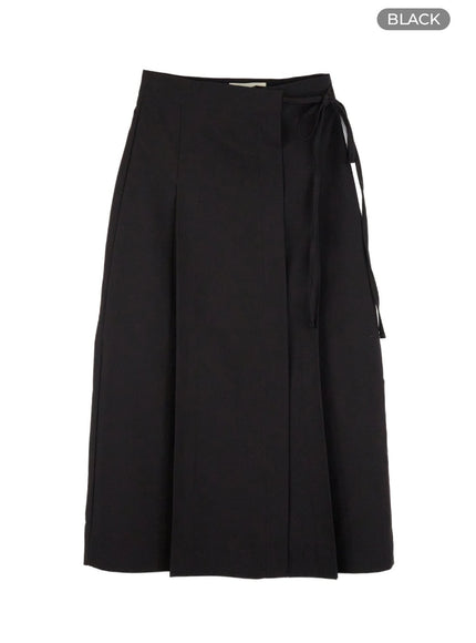 box-pleated-maxi-skirt-ol430 / Black