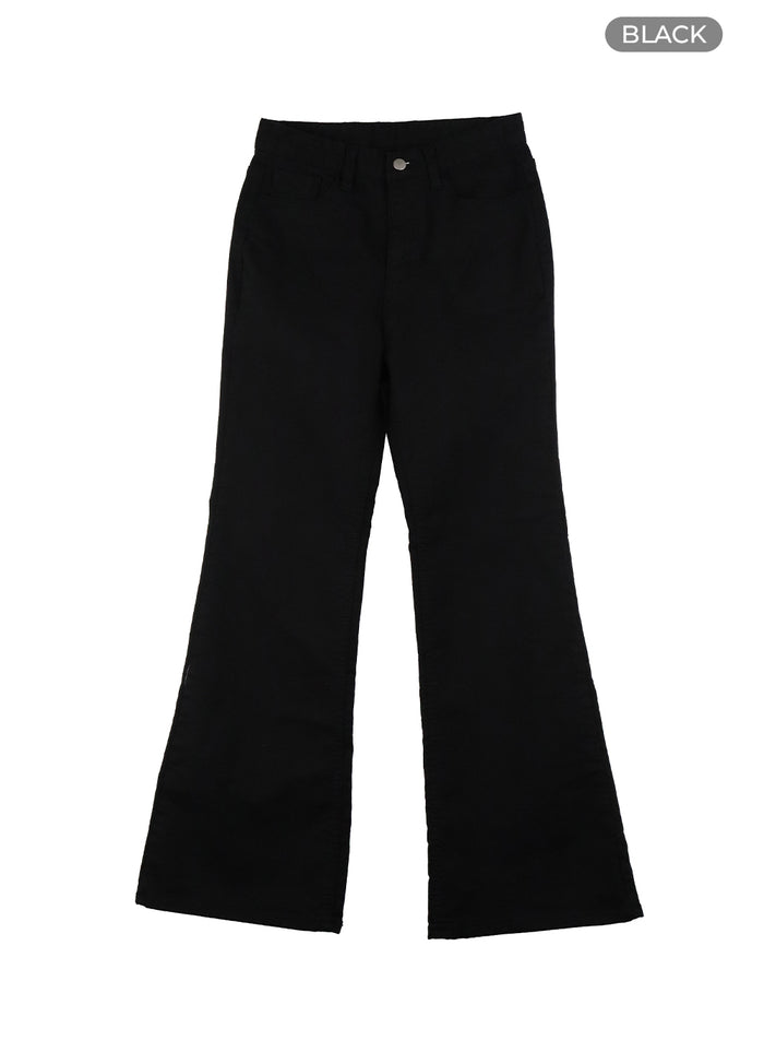 solid-loose-fit-cotton-pants-oy409 / Black