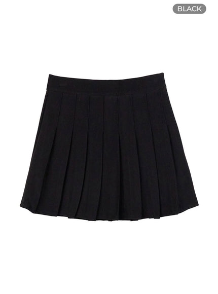 pleated-cotton-mini-skirt-oo429 / Black