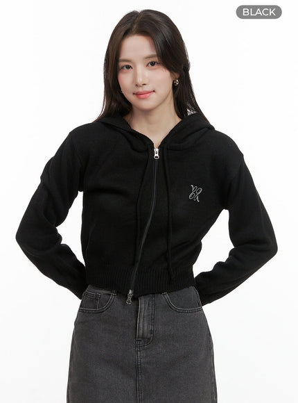 embroidered-crop-hoodie-jacket-og409 / Black