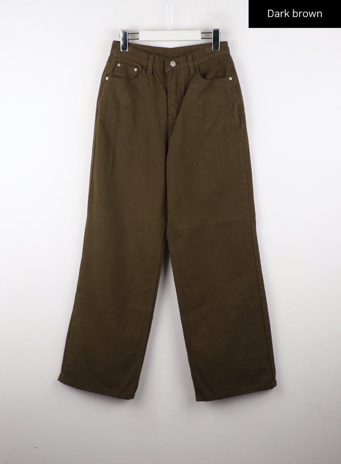 mid-waist-wide-leg-cotton-pants-cd319 / Dark brown