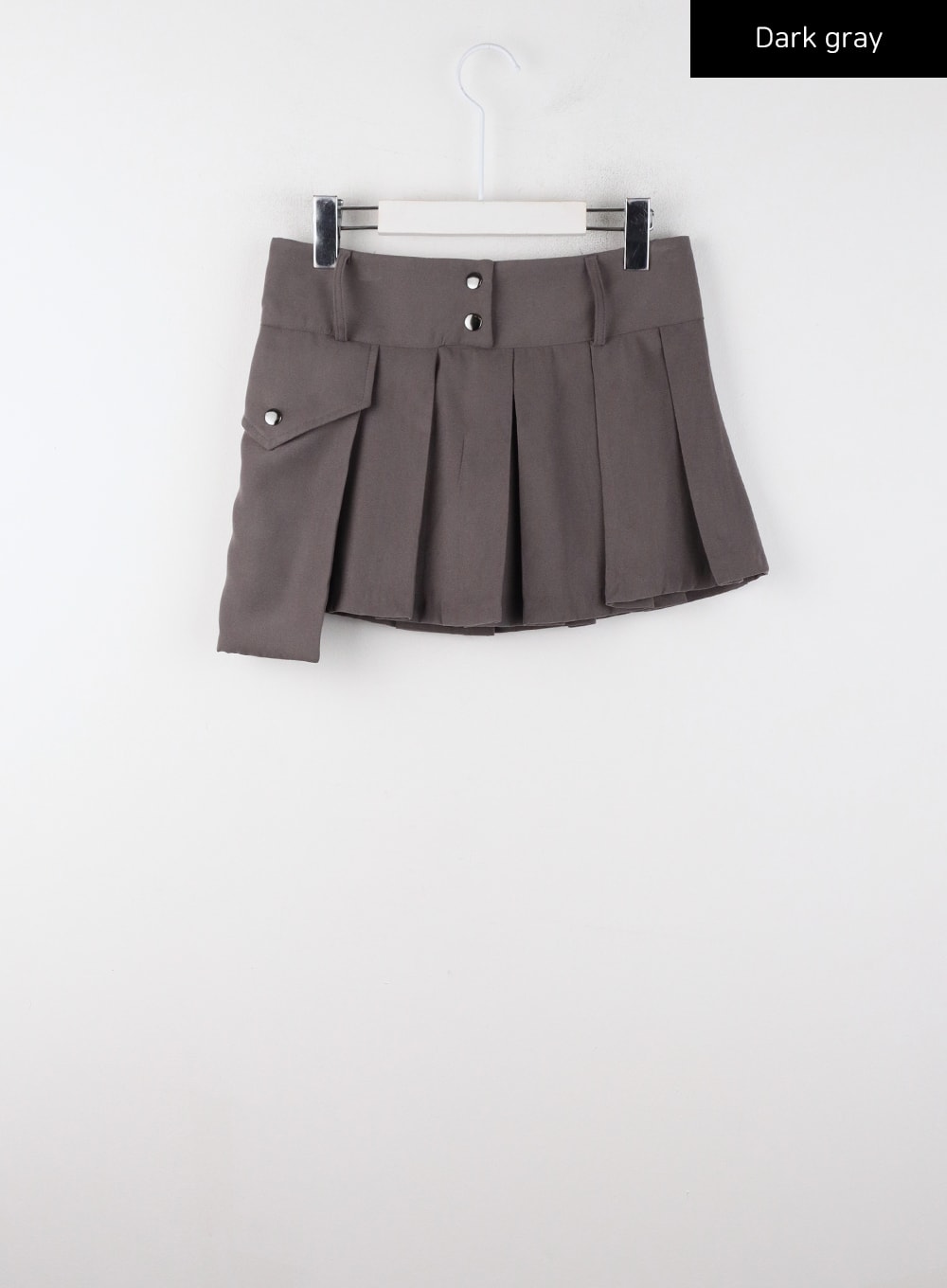 one-pocket-solid-mid-waist-pleated-mini-skirt-cd322 / Dark gray