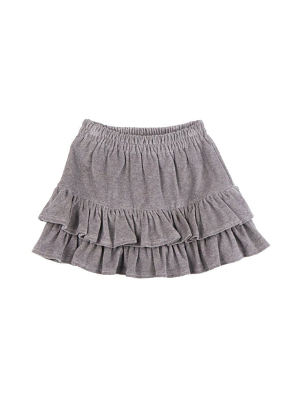 frill-velvet-mini-skirt-od412 / Gray