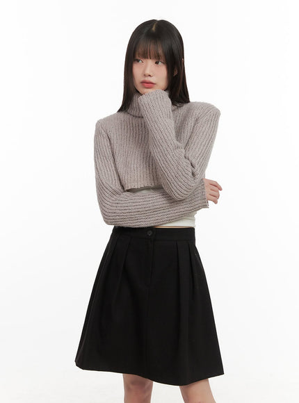 turtle-neck-cropped-sweater-cd426 / Gray