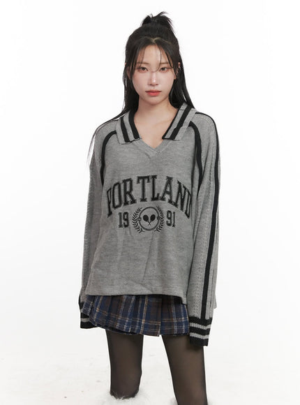 Portland Embroidered Collared Sweater CJ516