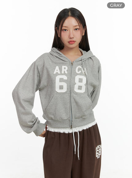 sports-loose-fit-crop-sweatshirt-co402 / Gray