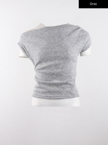 cowl-off-shoulder-tee-cd321 / Gray