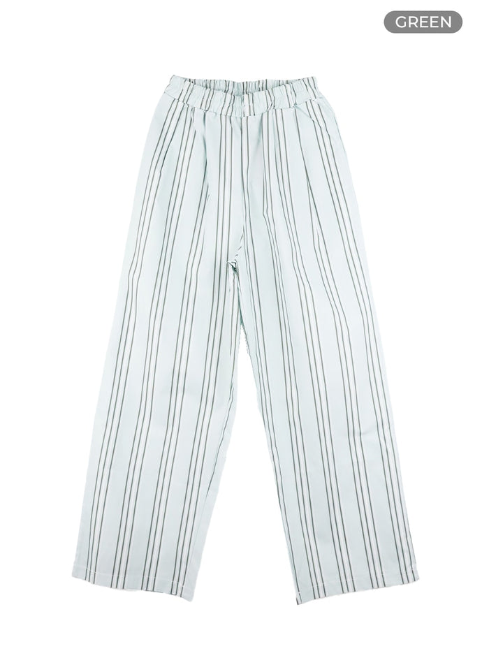 striped-cotton-pocket-pants-om429 / Green