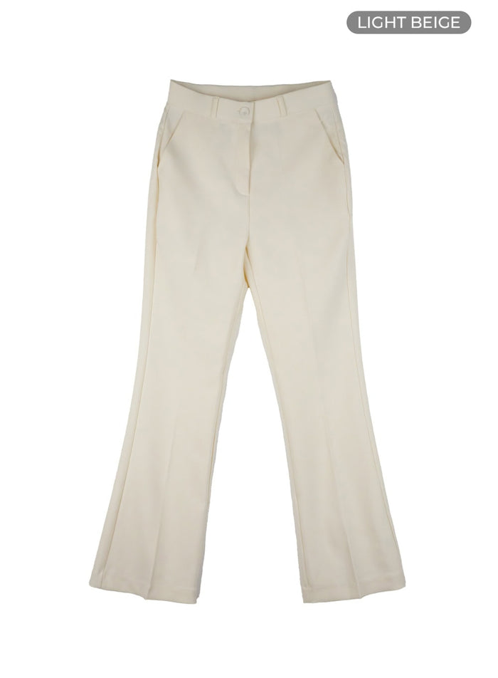 sleek-solid-flared-trousers-os423 / Light beige