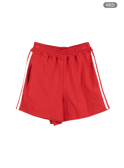 contrasting-activewear-track-shorts-cl425 / Red