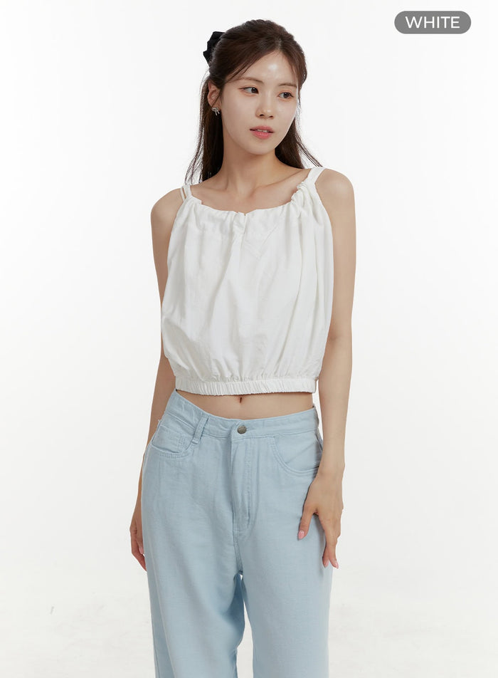 solid-nylon-cropped-tank-top-oy409 / White