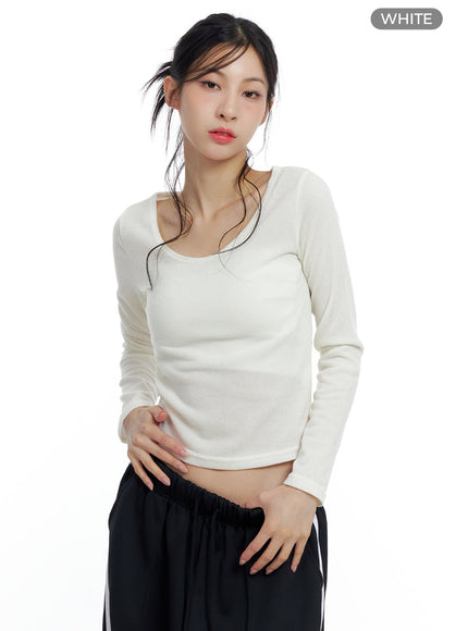 slim-u-neck-crop-top-co425 / White