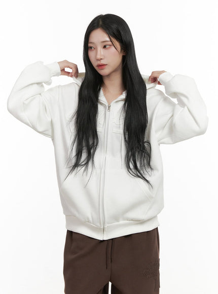 comfy-patch-zip-up-hoodie-cd404 / White