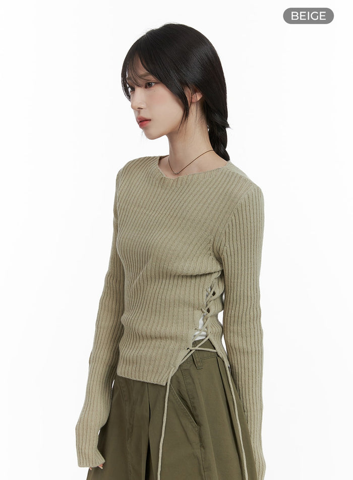 cut-out-ribbed-knit-top-ca404 / Beige