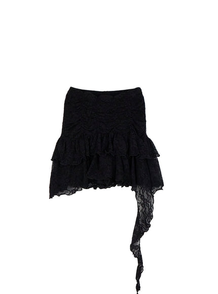 elegant-lace-mini-skirt-cn428 / Black