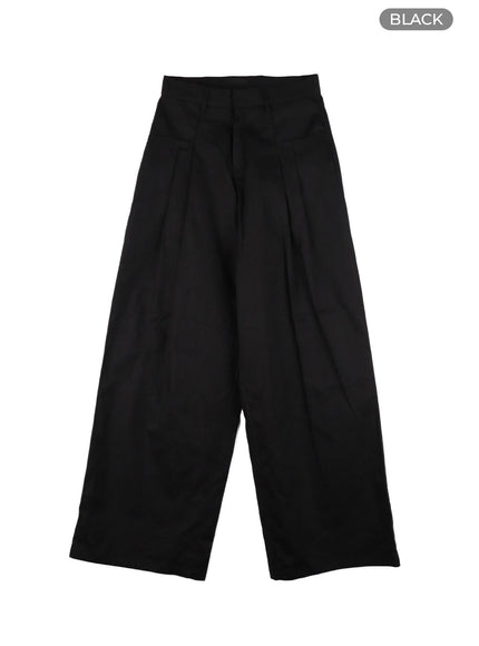 pintuck-wide-leg-pants-cm429 / Black