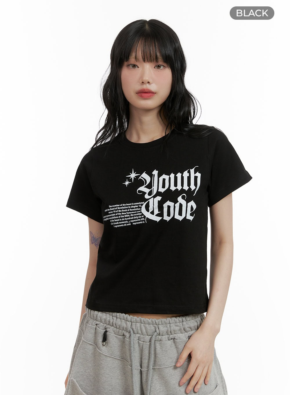 lettering-crop-top-cu413 / Black