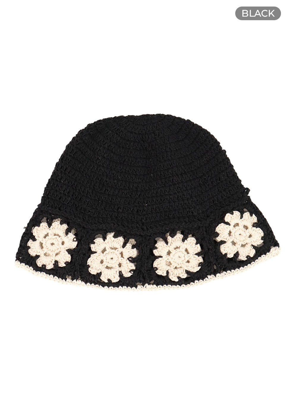 floral-crochet-beanie-ca412 / Black